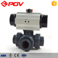 Pneumatic double acting 3way L-type 2'' pvc valves